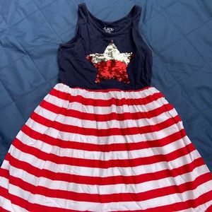 Red white and blue sequin dress